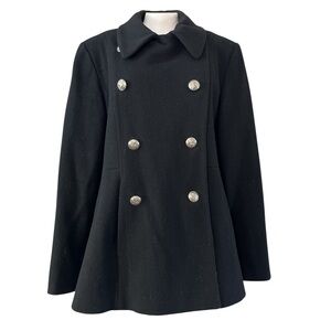 Perry Ellis Vintage Black Wool Military Peacoat Jacket Women’s Size 10
